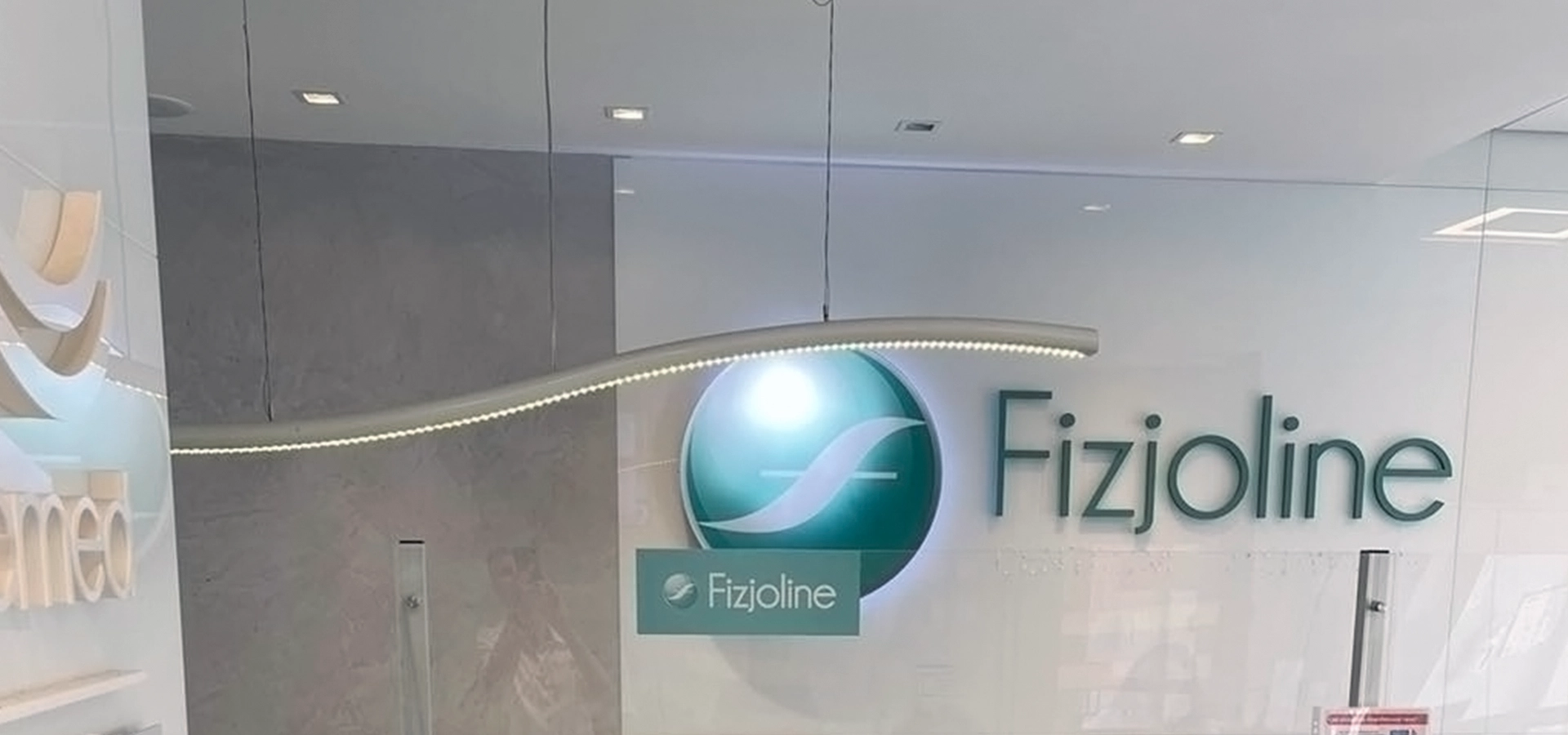 Logo Fizjoline na ścianie